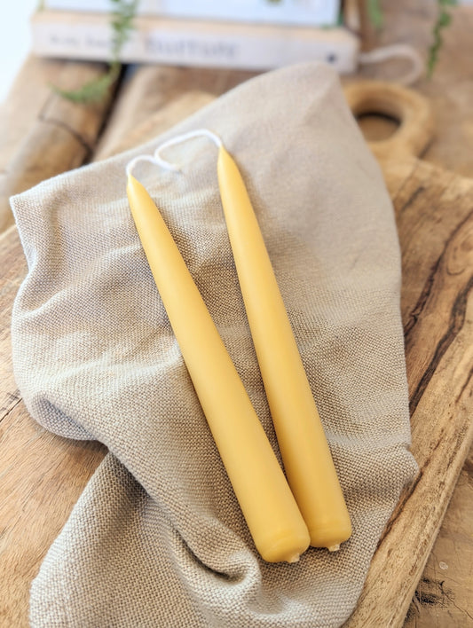 English Beeswax Dinner Candles (pair)
