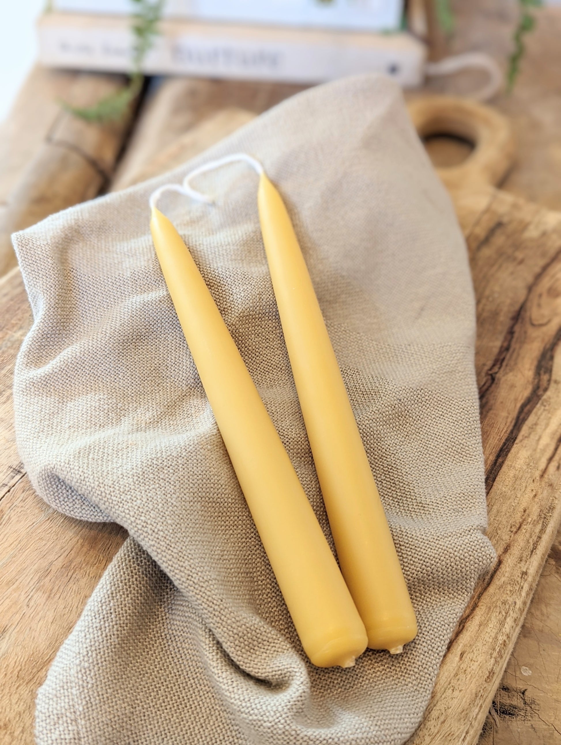 Beeswax Taper Candles - 10 - Natural - Wonderful Life Farm